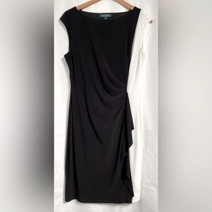 Lauren Ralph Lauren black and white midi dress. Size 10.